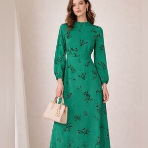 Mint Velvet Green Floral Dress 👗 Effortless Chic | Long Sleeve |